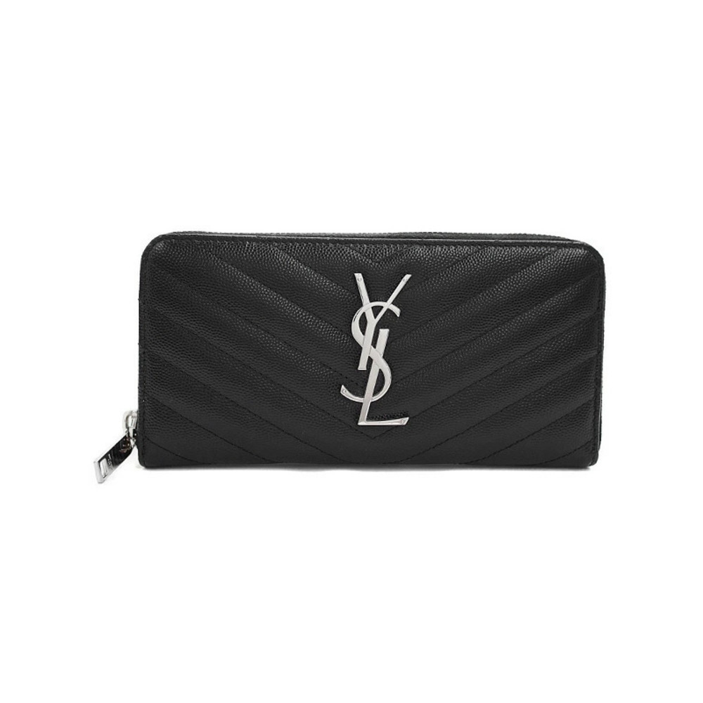 SAINT LAURENT Paris Monogram Full Zip Wallet Round Long